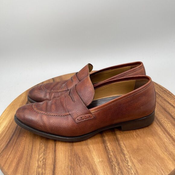 Di Bianco Loafers Mens Size 10 Brown Leather Slip On Dress Shoes Made in Italy main image 6